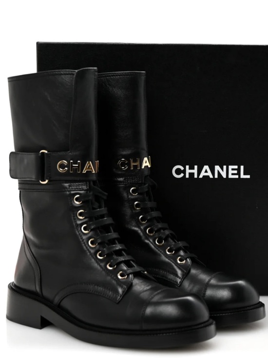 CHANEL Shoes - New Chanel Lace Up Buckle Combat Boots Size 38